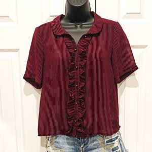 FOREVER 21 Striped Button Up Blouse